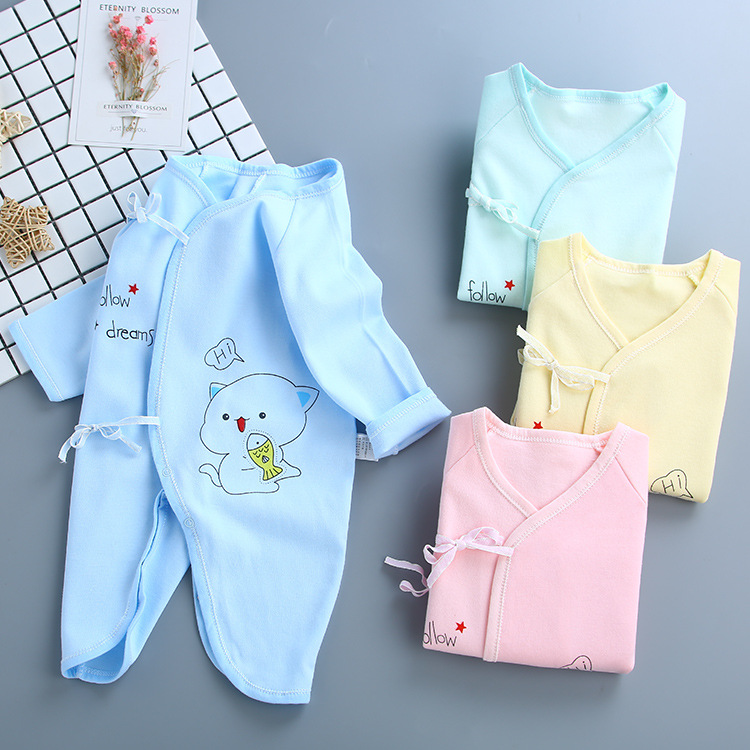 baby one-piece garment Spring and summer Long sleeve pure cotton Newborn men and women baby Romper 0-3-6-12 butterfly clothes