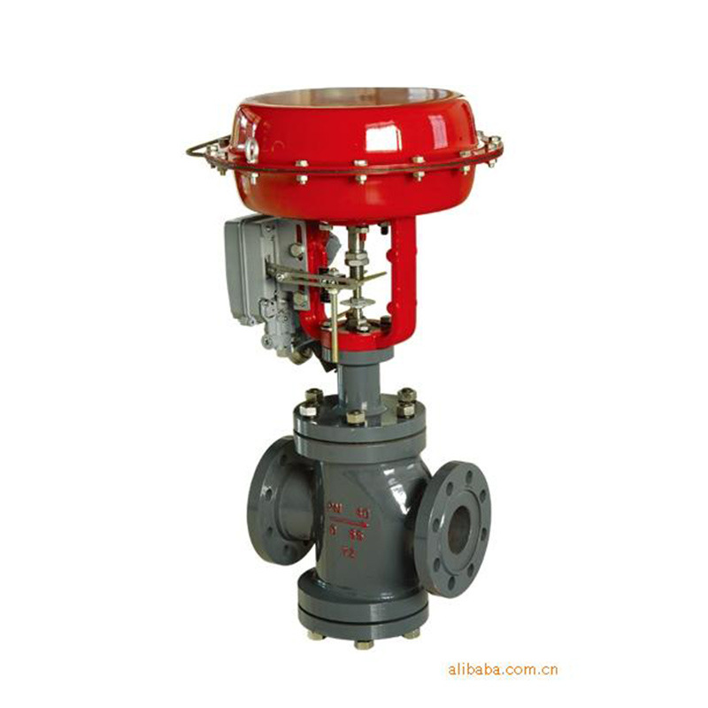 供应 气动三通合流调节阀 三通碳钢法兰隔膜式分流阀