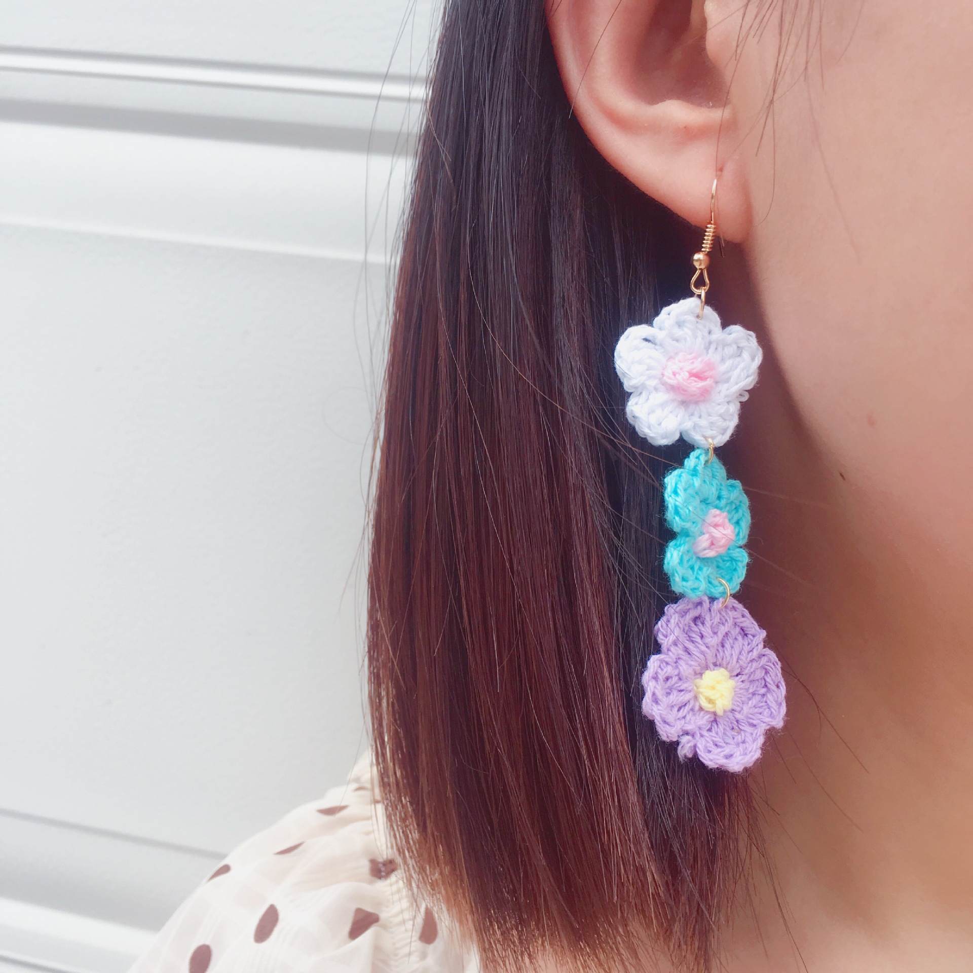 1 Pair Simple Style Flower Yarn Handmade Handmade Women's Drop Earrings display picture 14