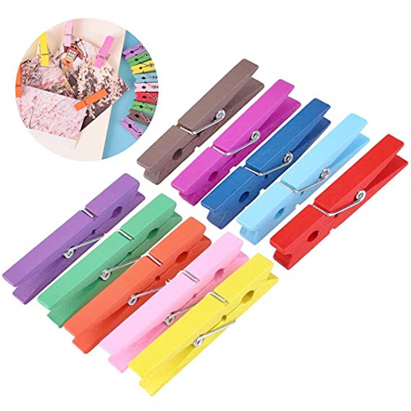 背景照片牆裝飾迷妳可愛4.5彩色木夾 DIY彩色小木夾子照片夾