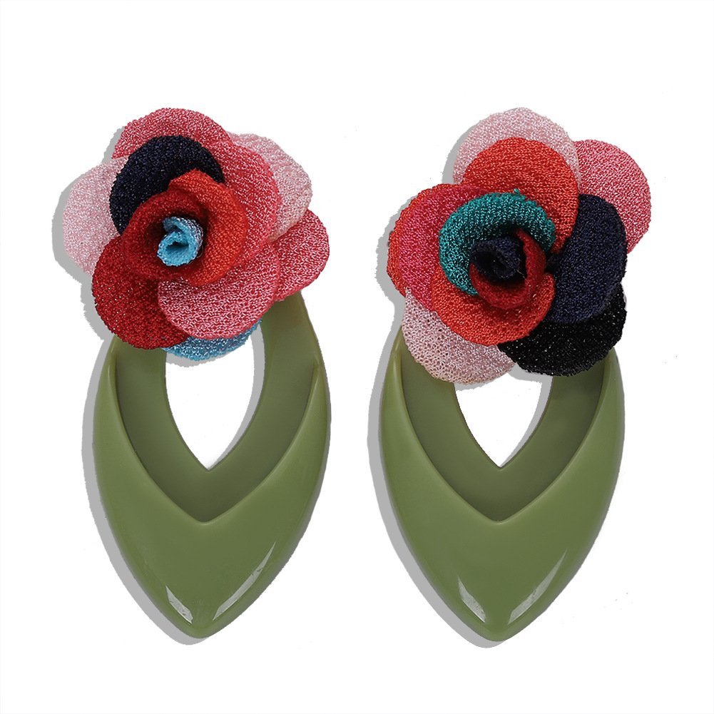 New Fabric Flower Resin Earrings Fashion Earrings Jewelry Accessories display picture 10