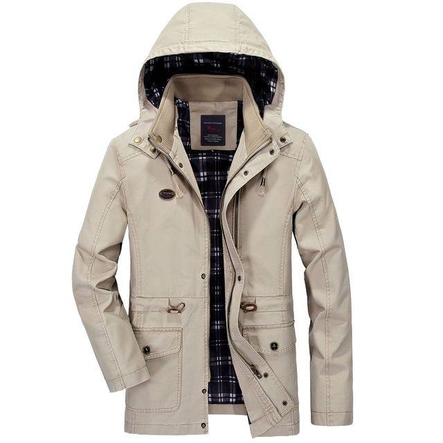 Winter men’s Plush casual jacket medium length trench coat