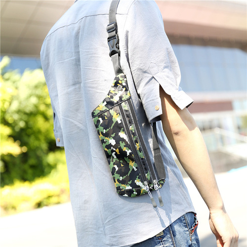Outdoor camouflage running sports waist bag for men and women fitness waterproof chest bag anti-theft close-fitting multi-compartment mobile phone waist bag