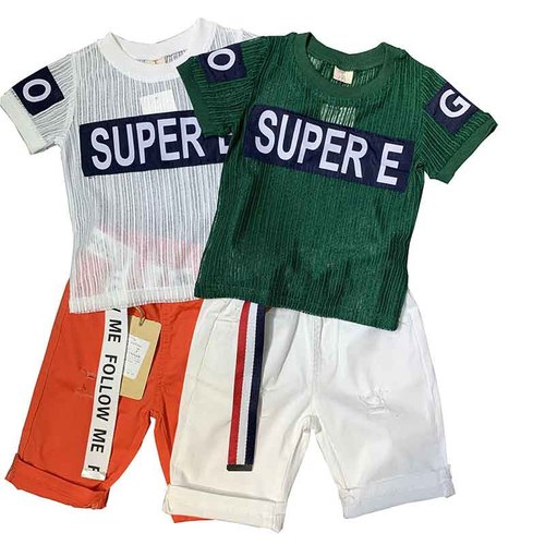 Children's clothing from Wenzhou, 2020 summer new letter patch short sleeve T-shirt C68011, jeans C12135