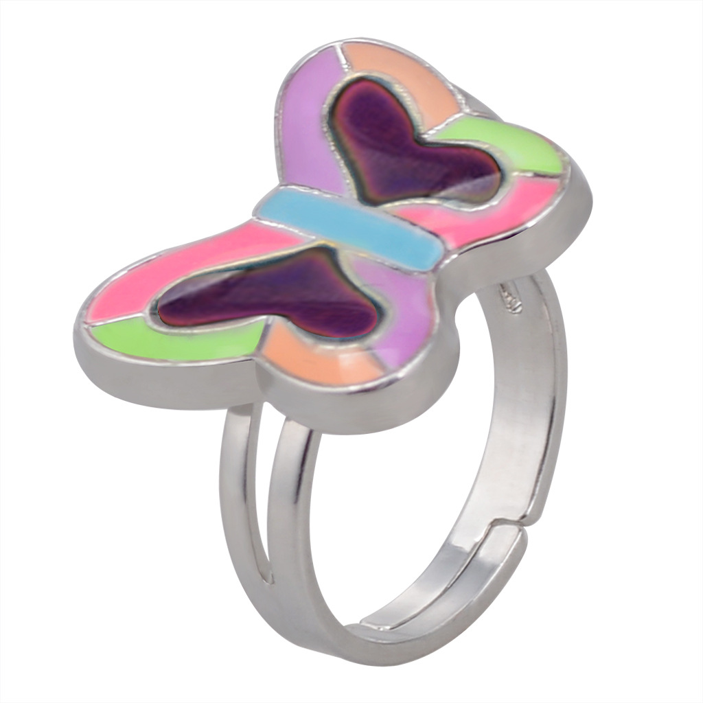 50g Weight Artificial Gemstones Inlay Material Birthday Occasion Alloy Material Heart Pattern Women'S Gender Plating Design Fashion Style Simple Peach Heart Love Butterfly Moon Color Changing Ring 19