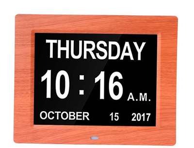 8寸高清木纹电子时钟 数码时钟 电子日历 闹钟 大字幕时钟|ms