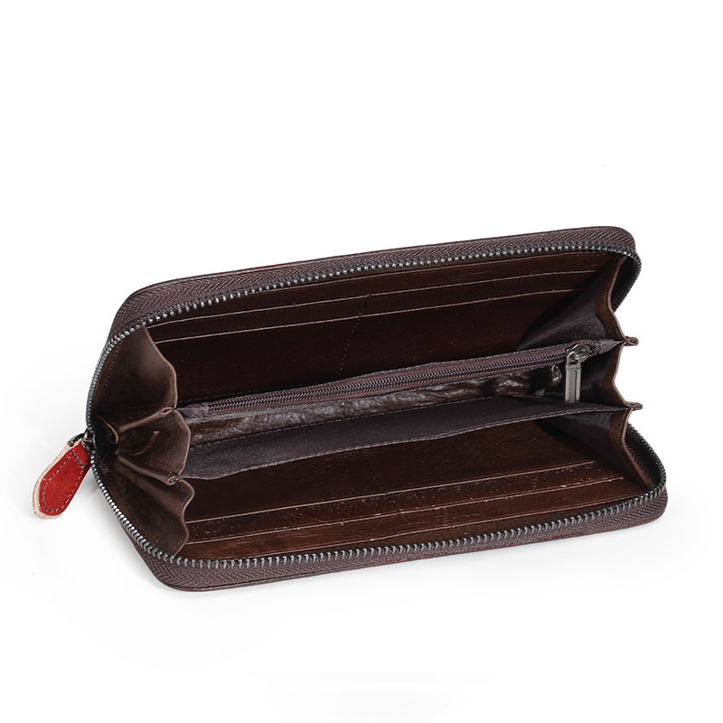 New Genuine Leather Long Zipper Women's Cowhide Wallet Large Capacity Handheld Bag_voghion.com