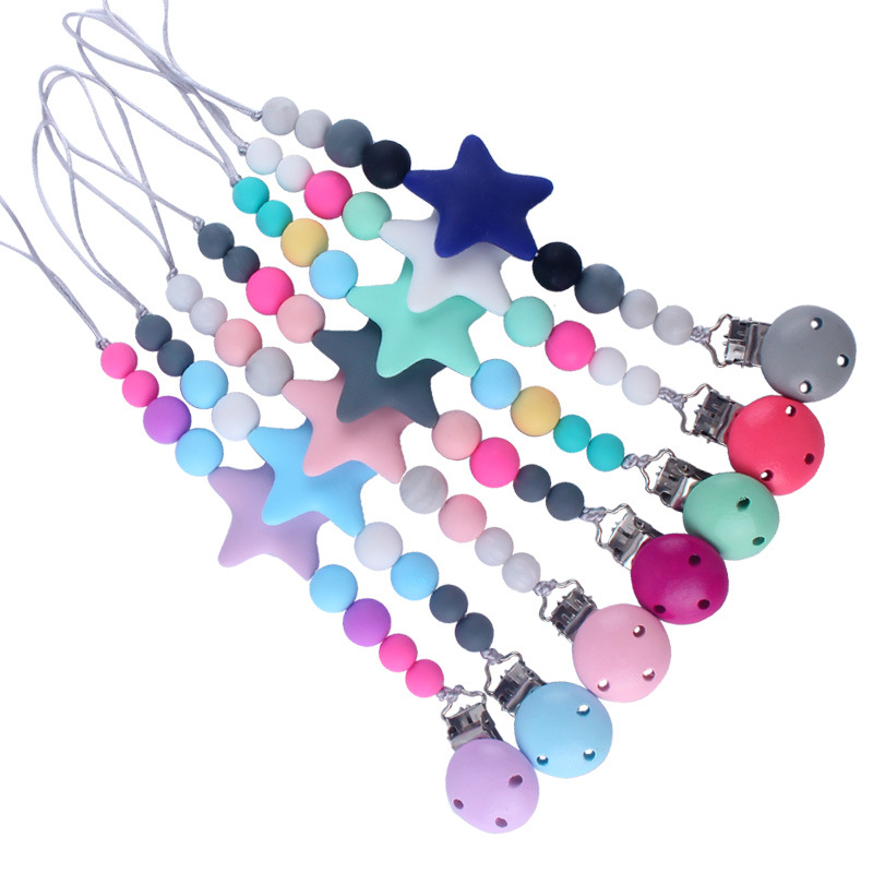 Nueva Cadena de chupete para bebés cadena anti-caída bebé dientes de silicona molienda cadena anti-perdida suministros maternos e infantiles comercio exterior