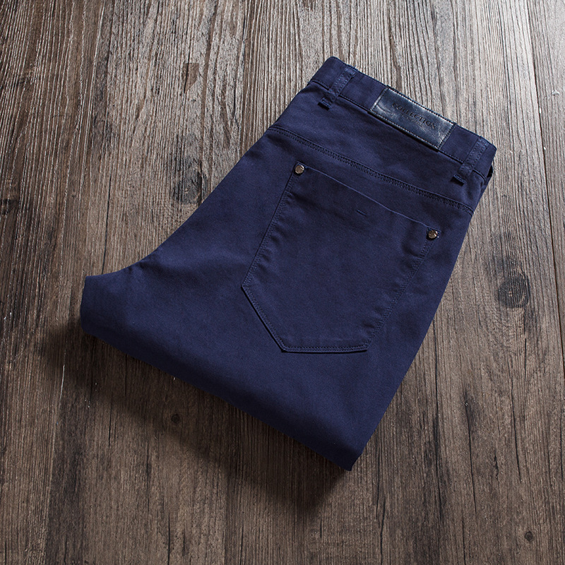Summer comfortable thin solid color classic fitted trousers