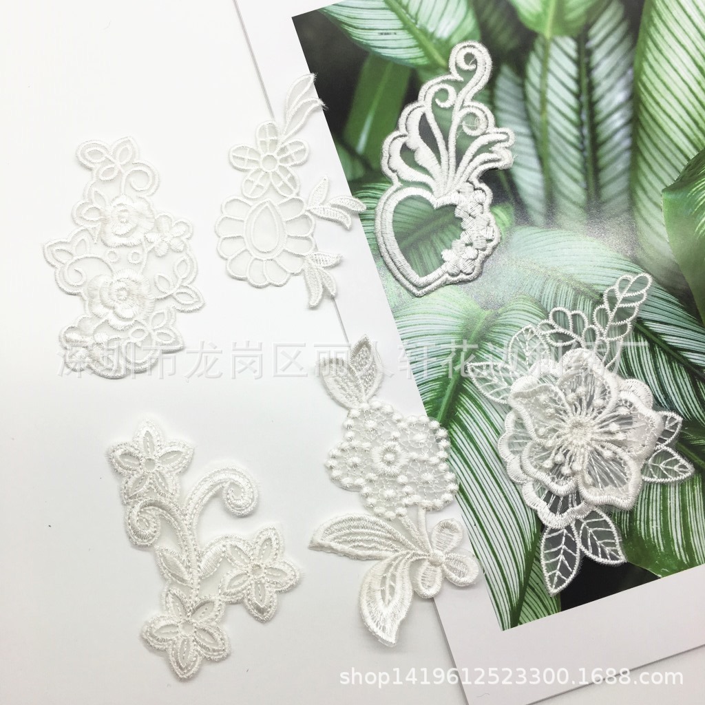 服装花边辅料 欧根纱刺绣布贴 珠片绣婚纱礼服辅料 手工idy布贴