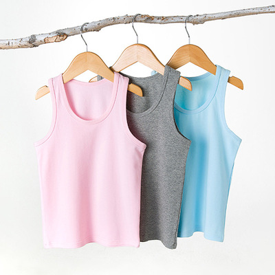 儿童莱卡棉背心纯色中大童纯棉弹力背心夏款儿童单色背心