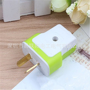 Green Tt type 2 two-pole power plug pure copper wiring coated plastic word two plug factory direct wholesale