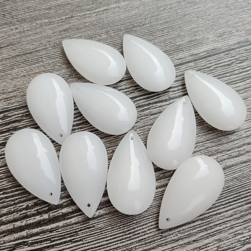 White Jade Green Jade Large Water Drop Crystal Engraving Material Imitation Jade Water Droplet Pendant Crystal Necklace Accessory