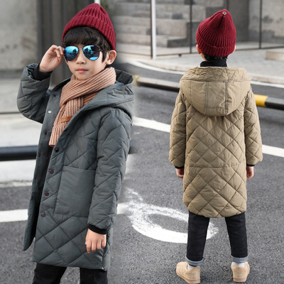 男童棉衣2019新款冬装中大童羽绒丝棉连帽棉服洋气中长款加厚棉袄|ru
