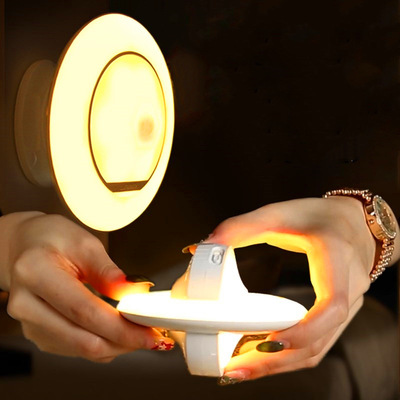 新奇特创意飞碟360°旋转感应橱柜灯 楼道USB LED人体小夜灯|ms