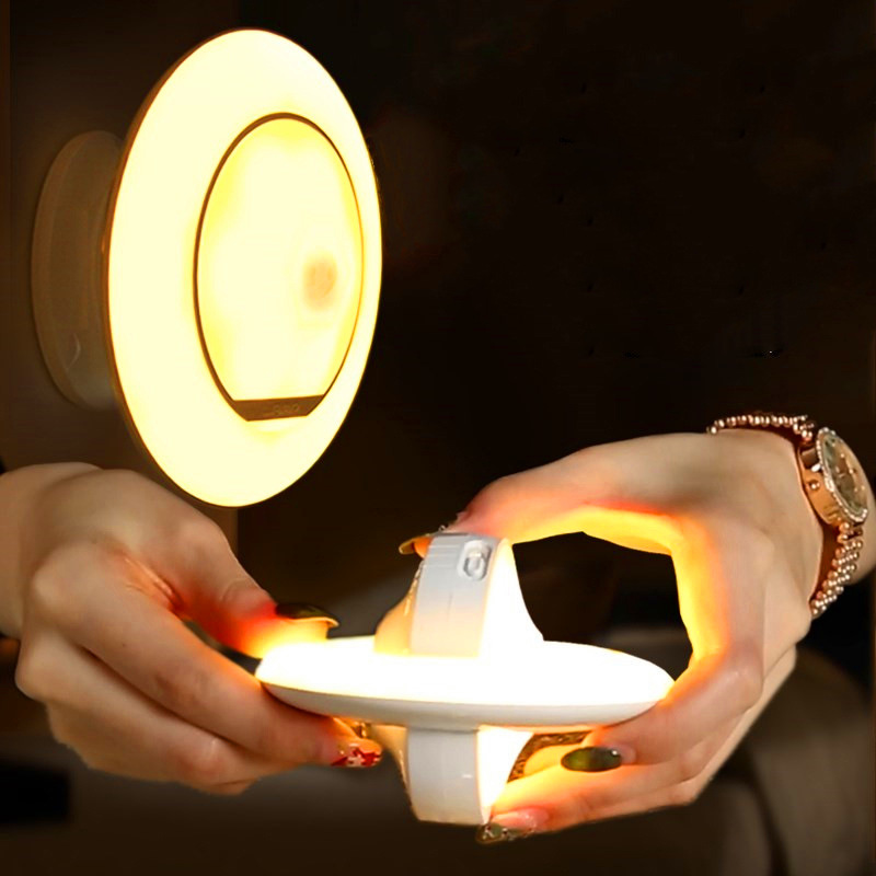 新奇特创意飞碟360°旋转感应橱柜灯 楼道USB LED人体小夜灯|ms