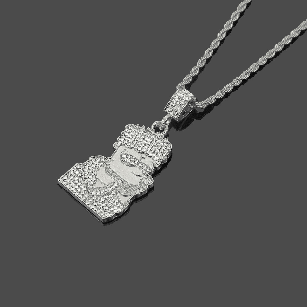 Collier figurine incrusté de diamants bijou tendance pour femme_voghion.com