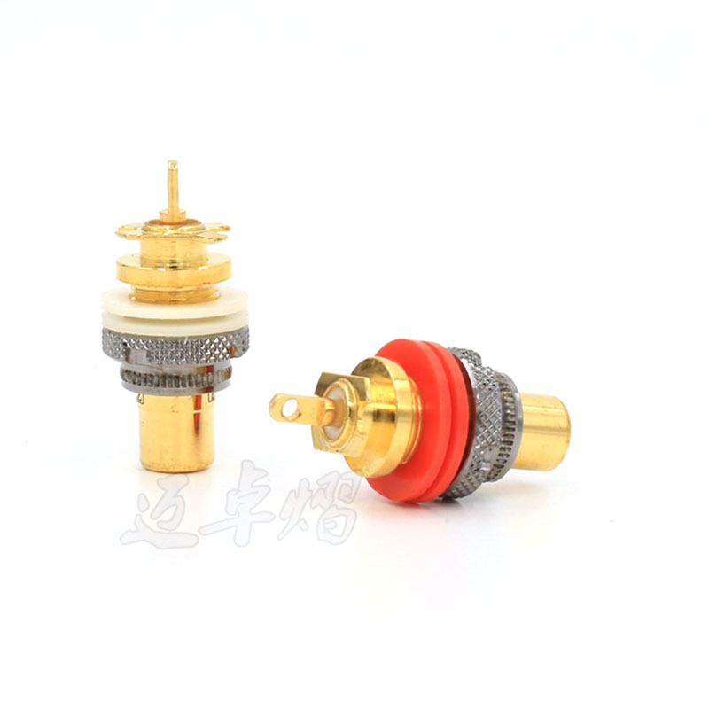 Preffair 镀金莲花插头母座 信号线插头母座 RCA母座 纯铜镀金RCA