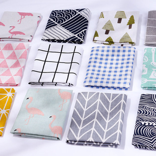 ins cotton linen napkin placemat tea towel Plaid background cloth food photography MUJI tablecloth baking shooting props
