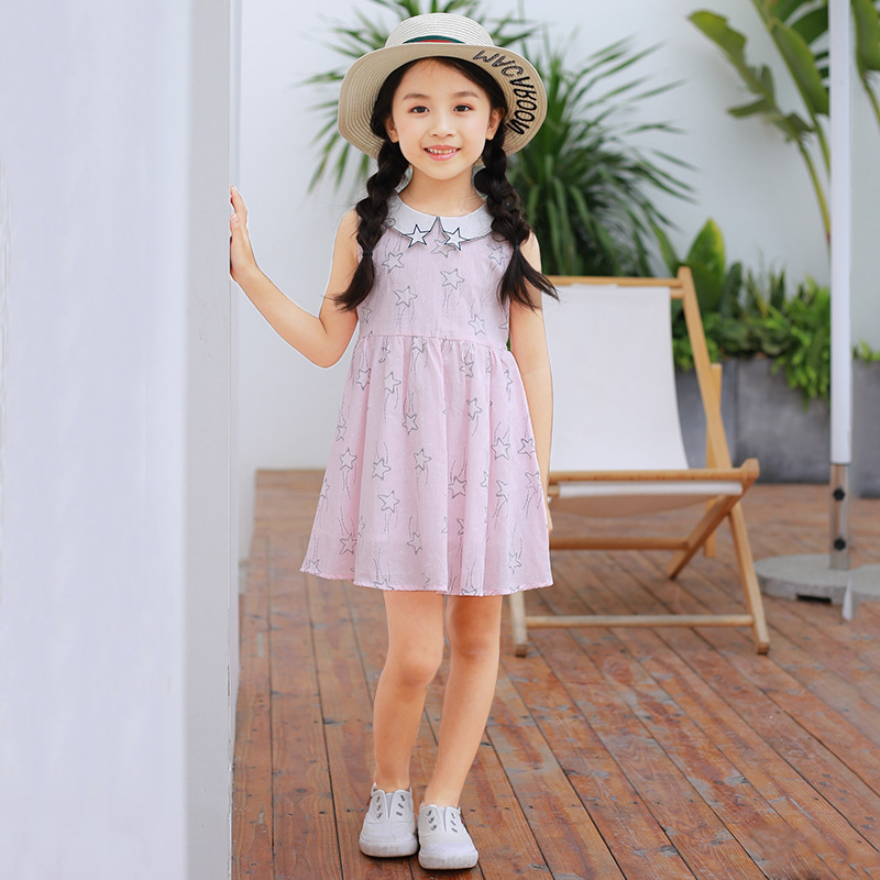 Girls dress 2019 new pattern Korean Edition fashion Children pure cotton summer girl Princess Dress On behalf of