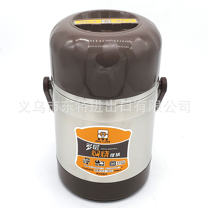 Factory direct sales of stainless steel thermos pot 304 multi-layer sealed lifting pot vacuum anti-overflow lunch box lunch box detail image 7