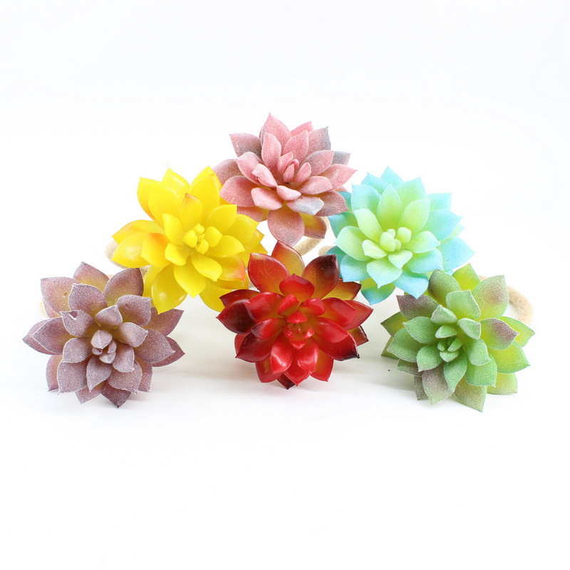 酒店餐厅摆台 田园风格植绒天霜莲多肉绿色植物纸巾环餐扣 餐巾环