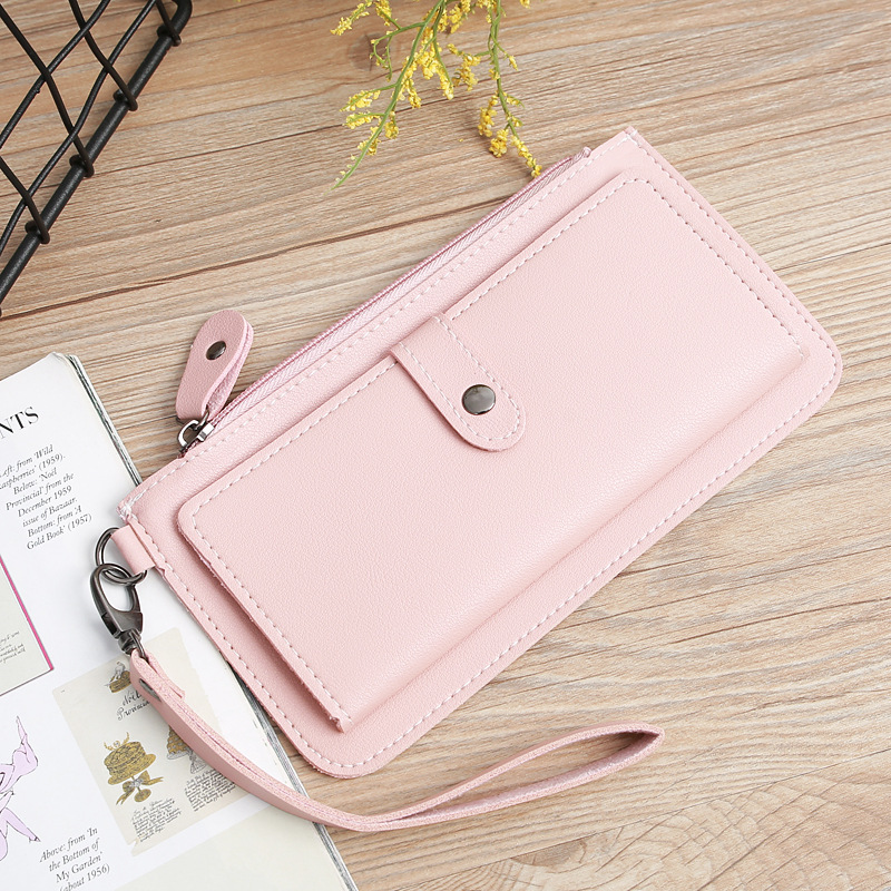 116g Weight Zipper Closure Type Business, Travel Occasion Pu Leather Material Solid Color Pattern Women'S Gender Square Shape Light Grey, Dark Grey, Rose Red, Pink, Red, Green, Blue, Gold, Black Color Fashion Multi-function Zipper Multi-card Buckle Wallet 10