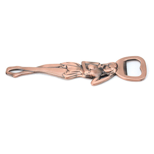 Retro Russian beauty brushed electroplated antique red copper bottle opener creative personalized metal beer opener pendant