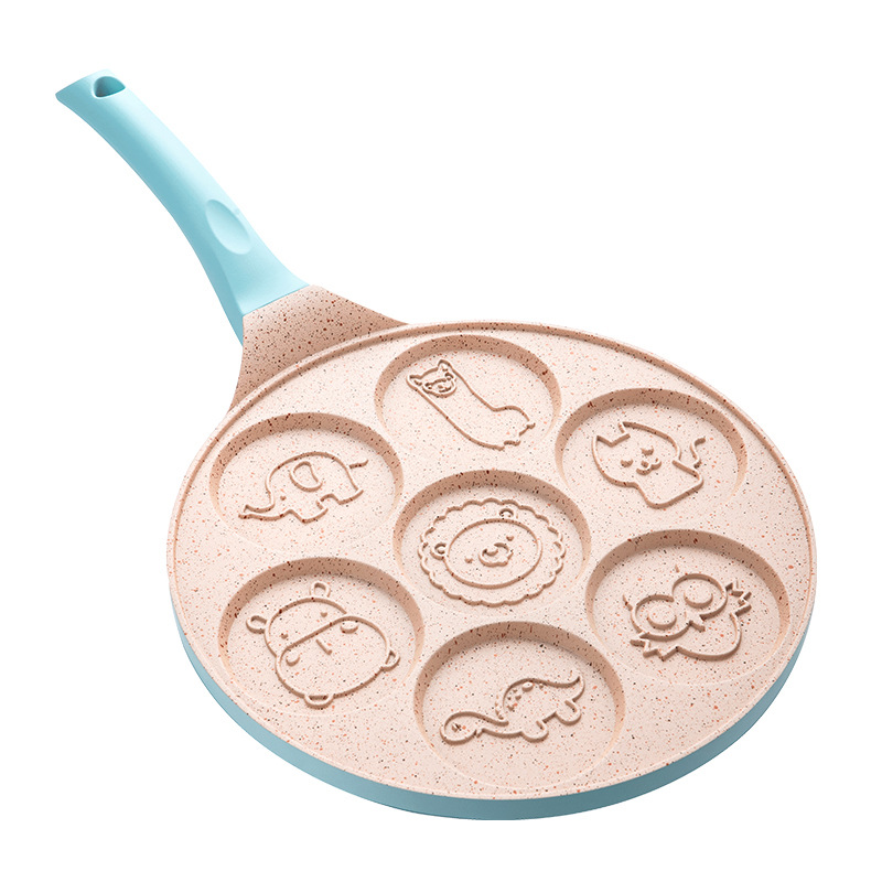 Sieben-loch Frühstück Braten Pan Tier Gesicht Design Multi-funktion Rad Pfannkuchen Pan Kleine Ei Knödel Nicht-stick Braten Mould – Detail 3