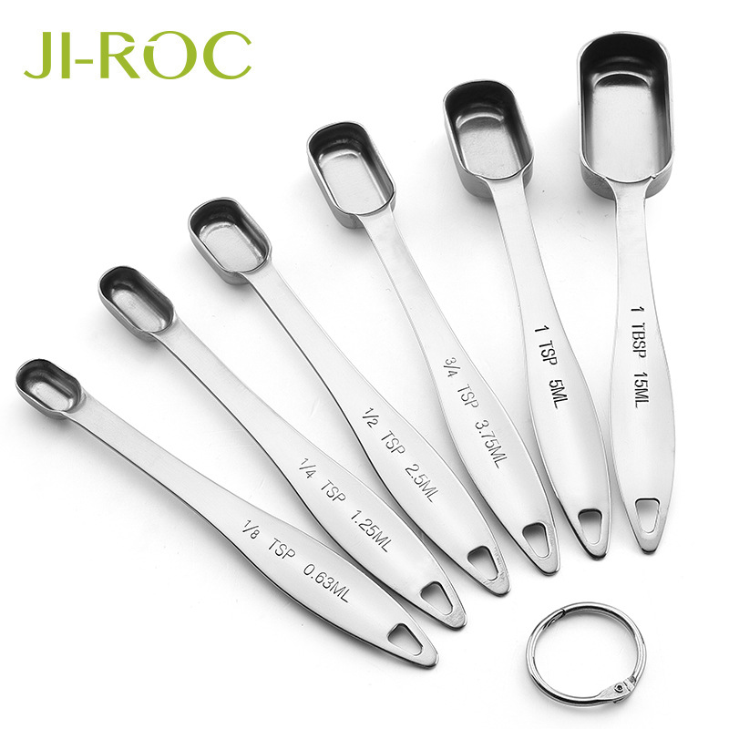 Amazon Stainless steel Measuring spoons kitchen Six piece set Restaurant baking Measuring spoon Seasoning spoon Graduation Measuring spoon