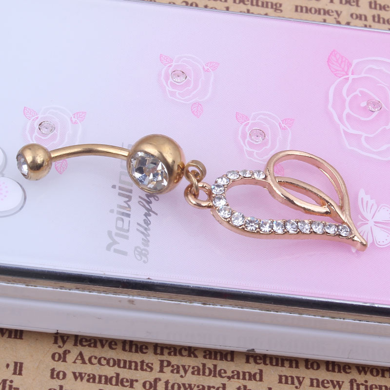 Heart-Shaped Belly Button Ring Navel Jewelry Stainless Steel Navel Ring for Women detail image 10