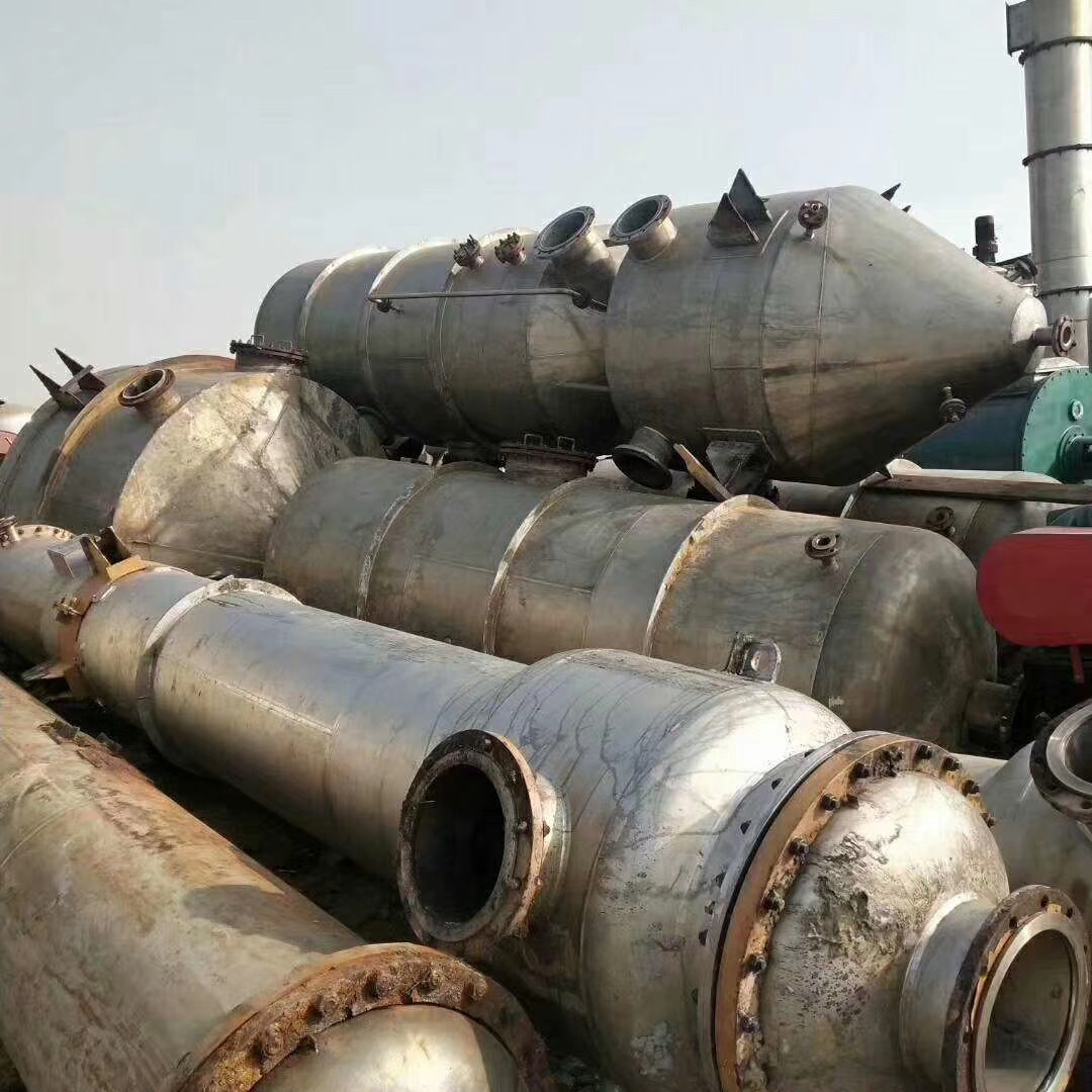 二手6吨三效降膜蒸发器 二手钛材降膜蒸发器 7吨三效降膜蒸发器