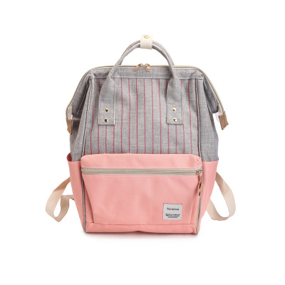 条纹夹口妈咪包 日本钢丝双肩包背包  大容量外出旅行包学生书包|ru