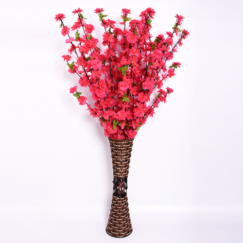 Artificial peach blossom branches, fake flower branches for wedding decoration arch props, silk fabric flower stems, 6 branches, simulation peach blossom tree