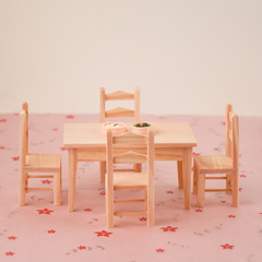 1/12 dollhouse furniture model miniature solid wood table and chair set model photography prop decoration