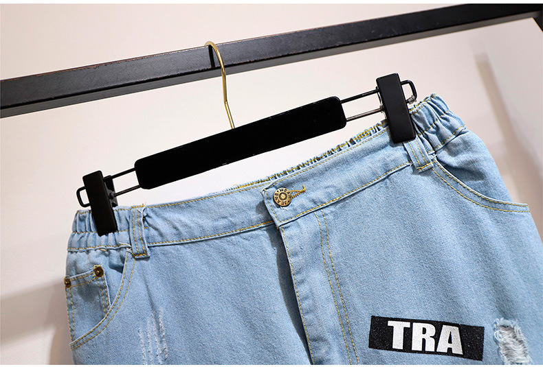 Vêtements pour femmes Fat Mm Automne Pull épaissi Imprimé Pantalon en jean ample Costume décontracté mince_voghion.com