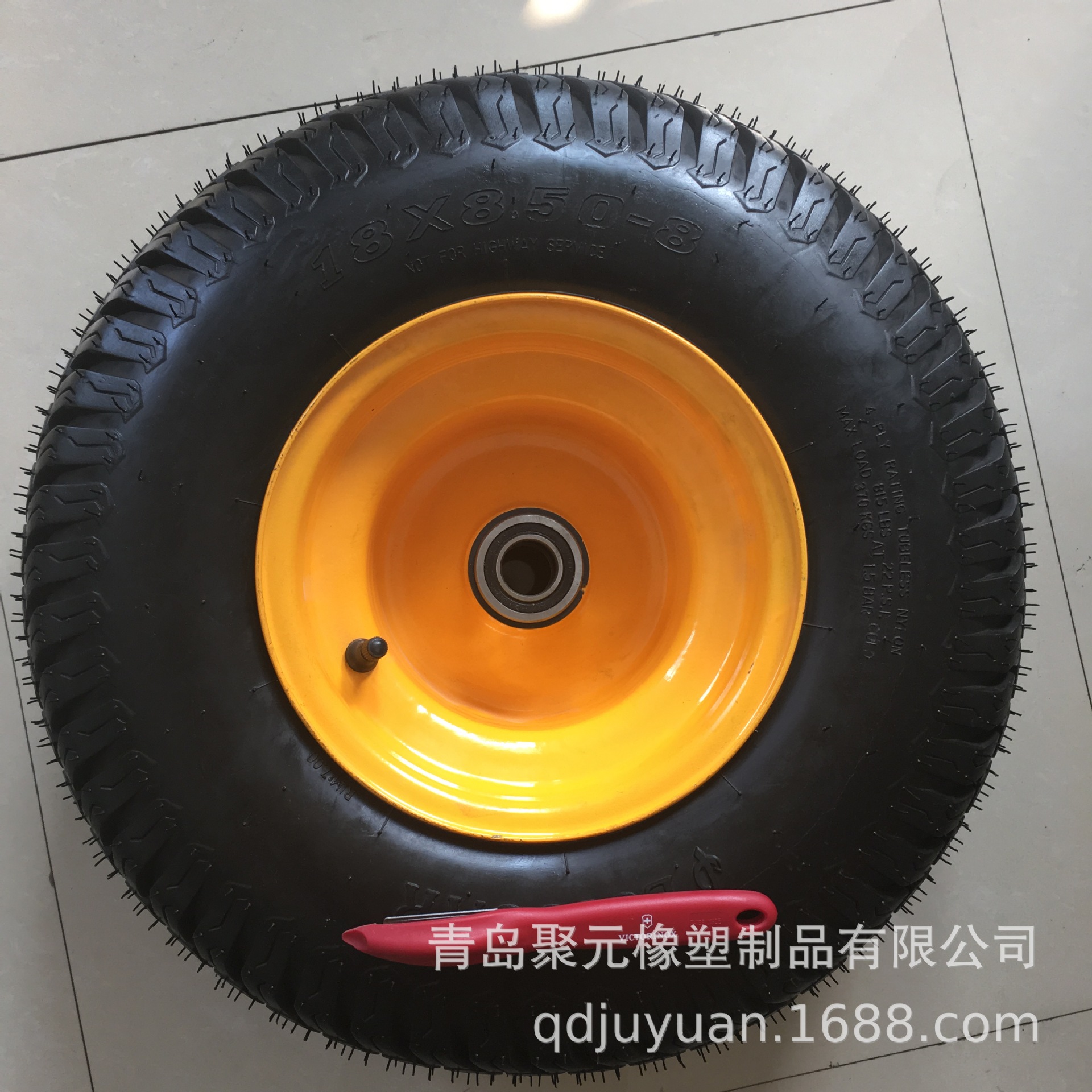 厂家销售18/8.50-8曲折花纹金属轮毂充气橡胶轮高尔夫球车轮