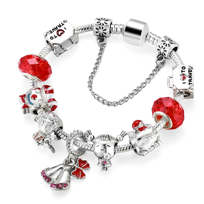 Weihnachtliches Perlenarmband, Weihnachtsbaum-Perlenarmband, antiksilbernes, farbbeständiges Armband, neuer Weihnachtsstil_voghion.com