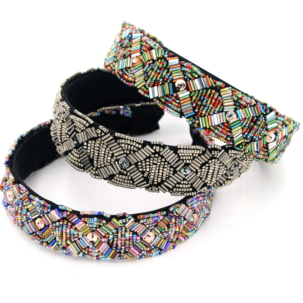 Stained Glass Rice Beads Headband Handmade Christmas Headband Nihaojewelry Wholesale display picture 2
