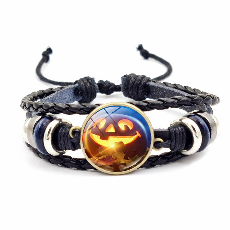 Halloween Demon Pumpkin Beaded Bracelet Retro Woven Accessory_voghion.com