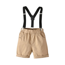 儿童梳织纯棉短裤男童宝宝夏季休闲背带裤 绅士背带裤一件代发