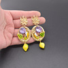 Design square retro earrings from pearl, European style, internet celebrity