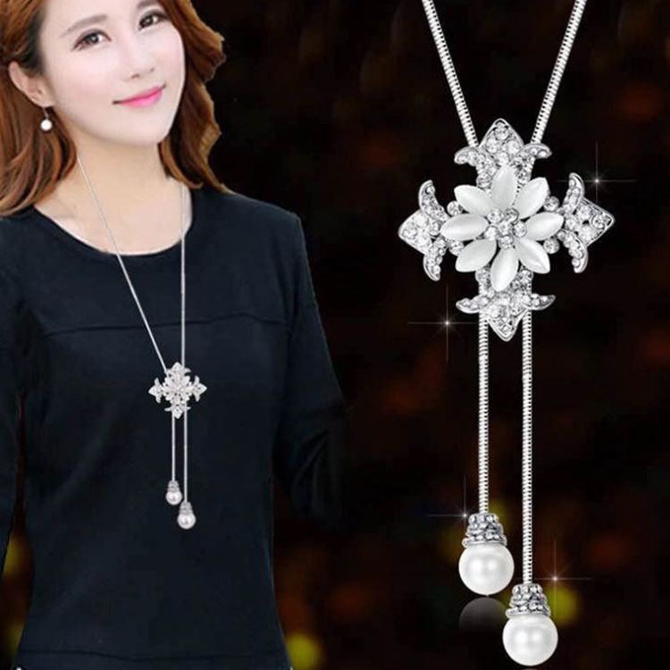 Korean flower sweater chain all-match fa...