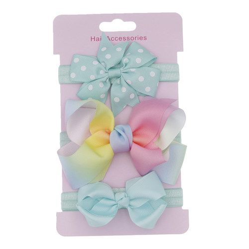 New children's hair accessories bow headband three-piece set baby headwear headband card set factory direct sale
