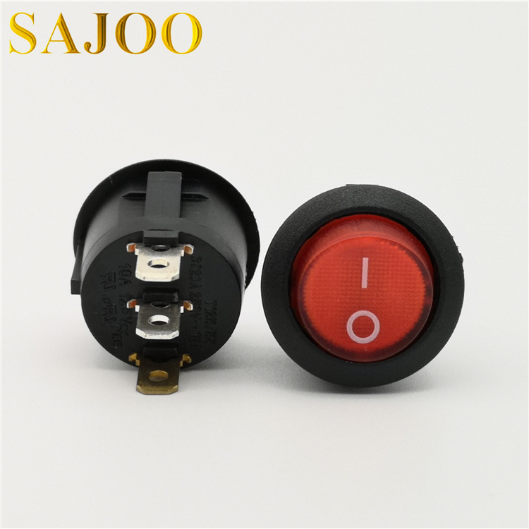 SAJOO厂家直销SJ2-8 2档2脚3脚4脚6脚圆形带灯大功率复位船型开关