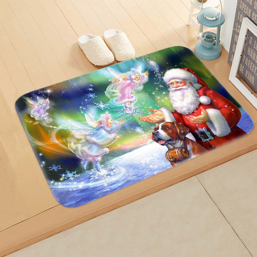 Cute Santa Claus Flannel Fabric Floor Mat display picture 2