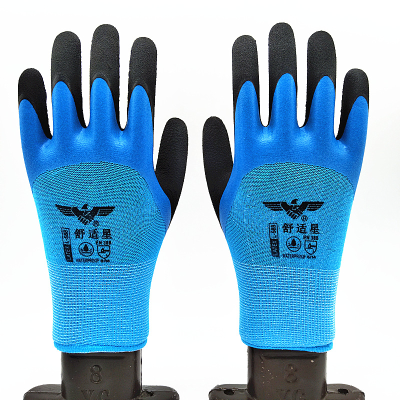 批发百胜588乳胶发泡王浸胶手套 透气双层劳保工业防护手套