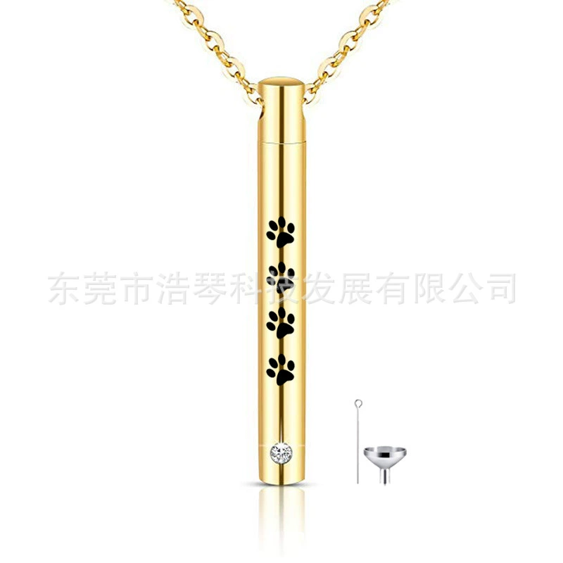 Европейская и американская трансграничная титановая сталь ПЭТ пепел ожерелье глянцевый цилиндрический коготь печать пепельная шкатулка кулон флакон духов ювелирные изделия