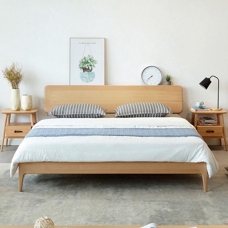 北欧实木床1.8米双人床1.5m日式单人床现代简约原木ins风全实木床|ru