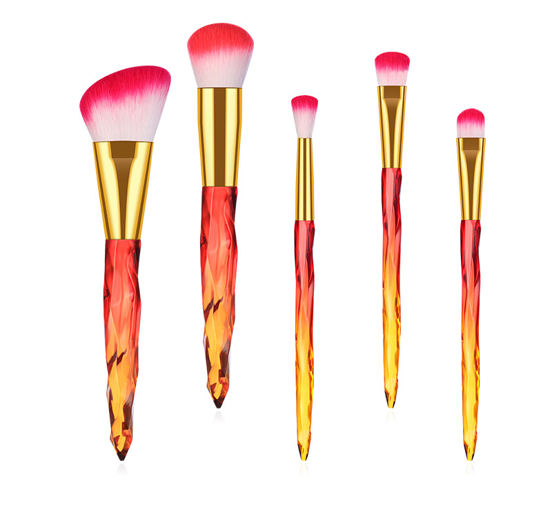 Trendy 5 Pcs Transparent Artificial Crystal Handle Acrylic Makeup Brush Set display picture 21